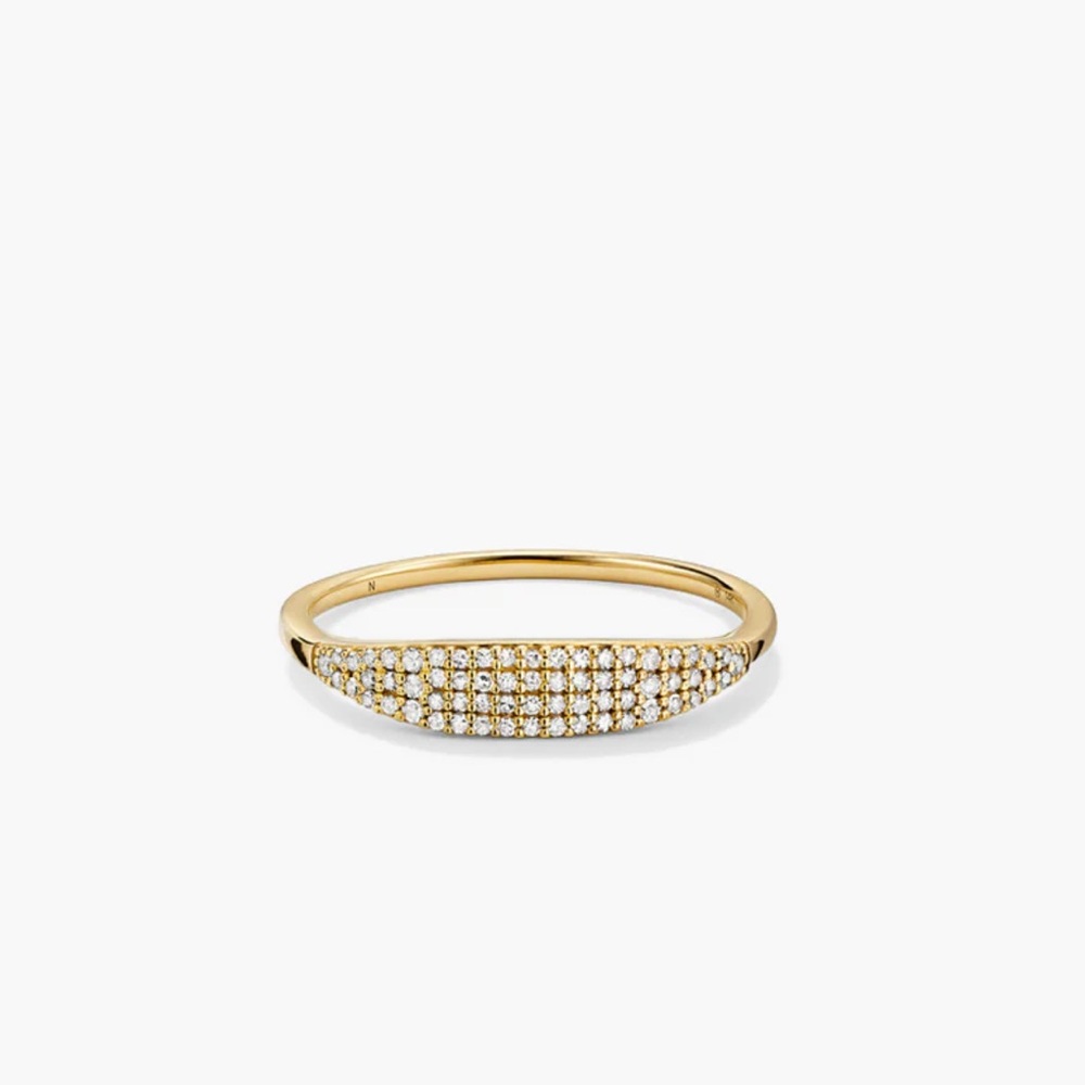 Mejuri 14k Pave Diamond Slim Signet